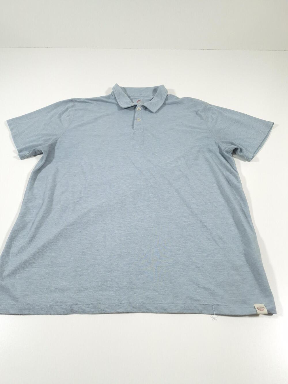 Marine Layer Sport Polo Shirt Men's Large Blue Solid knit Short Sleeve